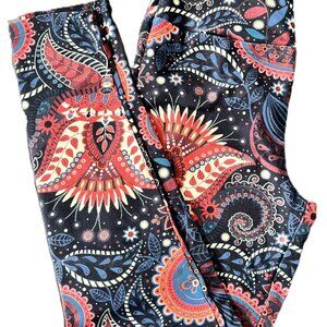 Womens Charlies Project Leggings Blue Paisley Floral Tween JRS 10-Adult 4
